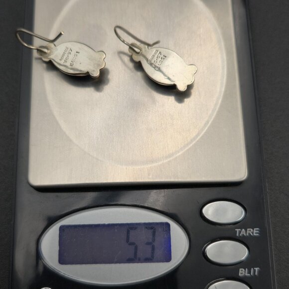 Sterling Silver Oval Lapis Lazuli Stone Dangle Earrings A6304 - Picture 5 of 5